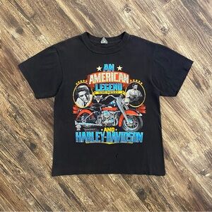 Vintage 1987 Youth Harley Davidson Elvis Presley Faded Shirt Youth Size Medium